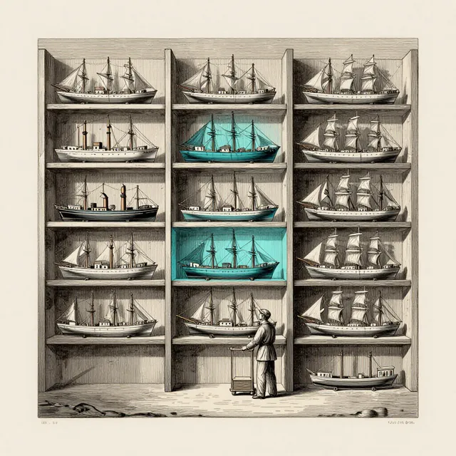 Engraved plate: former businesses are organized into the sectors where they belong